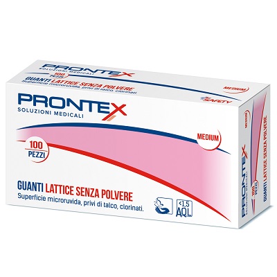 PRONTEX GUANTO IN LATTICE SENZA POLVERE MEDIO 100 PEZZI - Farmacia De Pasquale