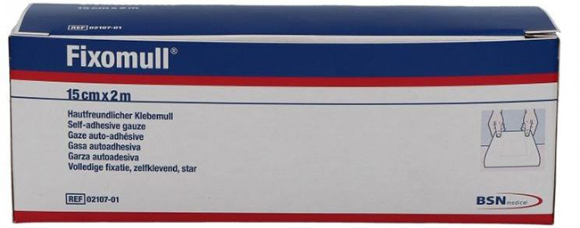 FASCIA AUTOADESIVA IPOALLERGENICA FISSAGGIO SU AMPIA SUPERFICIE FIXOMULL. SUPPORTO IN GARZA DI VISCOSA COLORE BIANCO MASSA IN POLICARBONATO SENZA RESINE E GOMME NATURALI. 15X1000CM - Farmacia De Pasquale