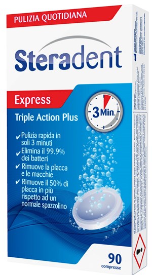 STERADENT TRIPLE ACTION PLUS 90 COMPRESSE PULENTI - Farmacia De Pasquale