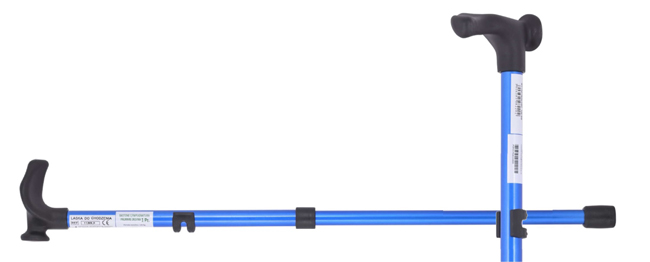 BASTONE CON IMPUGNATURA PALMARE DESTRA CANNA IN LEGA GRIGIO+IMPUGNATURA NERO - Farmacia De Pasquale