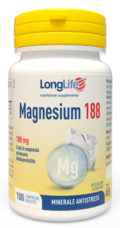 LONGLIFE MAGNESIUM 188 100 COMPRESSE RIVESTITE DA 6,5 G - Farmacia De Pasquale