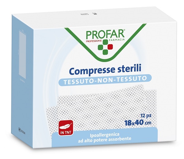 GARZA COMPRESSA TESSUTO NON TESSUTO 18X40 CM 12 PEZZI PROFAR - Farmacia De Pasquale