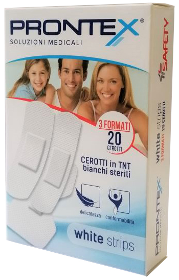 CEROTTO PRONTEX WHITE STRIPS IN TESSUTO NON TESSUTO BIANCO STERILE 3 FORMATI 20 PEZZI - Farmacia De Pasquale