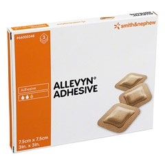 MEDICAZIONE IDROCELLULARE ADESIVA STERILE ALLEVYN ADHESIVE ALTAMENTE ASSORBENTE IN SCHIUMA DI POLIURETANO A STRUTTURA TRISTRATIFICATA 7,5X7,5CM 3 PEZZI - Farmacia De Pasquale