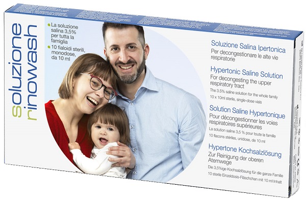 RINOWASH SOLUZIONE SALINA IPERTONICA PER PULIZIA NASO 10 FIALE RICHIUDIBILI X 10 ML - Farmacia De Pasquale