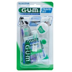 GUM TRAVEL KIT VIAGGIO 1 SPAZZOLINO PIEGHEVOLE GUM TRAVEL + 1 DENTIFRICIO VIAGGIO 12 ML + 1 ROCCHETTO FILO INTERDENTALE 10MT + 2 SCOVOLINI GOMMA GUM SOFT PICKS - Farmacia De Pasquale
