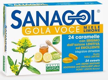 SANAGOL GOLA VOCE MIELE LIMONE 24 CARAMELLE - Farmacia De Pasquale