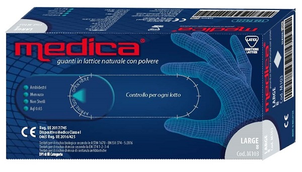 MEDICA GUANTO LATTICE N/STERILE CON POLVERE DM MISURA L 100 PEZZI - Farmacia De Pasquale