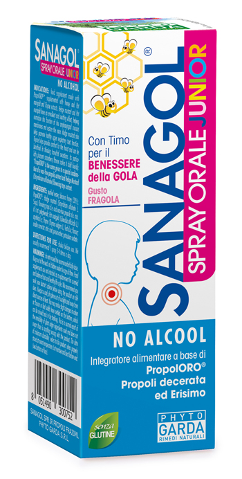 SANAGOL SPRAY JUNIOR PROPOLI FRAGOLA 20 ML - Farmacia De Pasquale