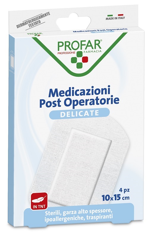 MEDICAZIONE POST OPERATORIA STERILE GARZA ANTIADERENTE 10X15 CM 4 PEZZI PROFAR - Farmacia De Pasquale