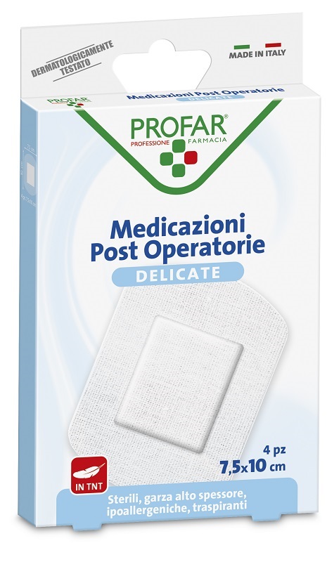 MEDICAZIONE POST OPERATORIA STERILE GARZA ANTIADERENTE 7,5X10 CM 4 PEZZI PROFAR - Farmacia De Pasquale