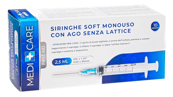SIRINGA SOFT CAPACITA' 2,5ML AGO GAUGE 23 CONFEZIONE 10 PEZZI GAMMADIS - Farmacia De Pasquale