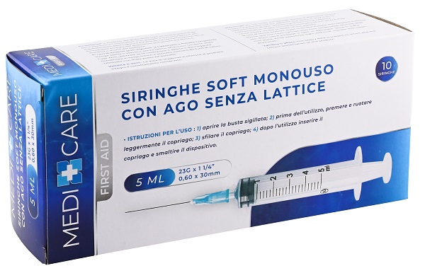 SIRINGA SOFT CAPACITA' 5ML AGO GAUGE 23 CONFEZIONE 10 PEZZI GAMMADIS - Farmacia De Pasquale