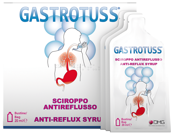 SCIROPPO ANTIREFLUSSO GASTROTUSS 25 BUSTINE MONODOSE 20 ML - Farmacia De Pasquale