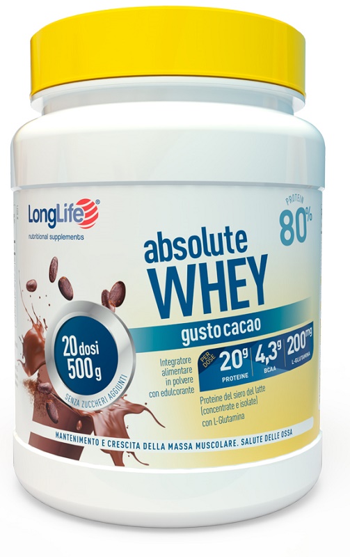 LONGLIFE ABSOLUTE WHEY CACAO 500 G - Farmacia De Pasquale