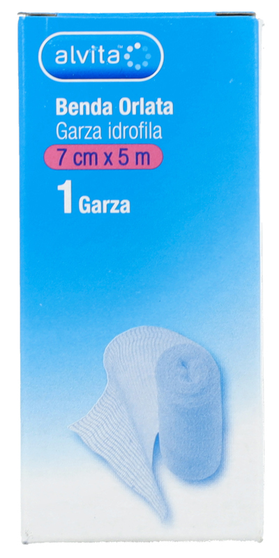 BENDA ORLATA GARZA IDROFILA ALVITA 7X500CM - Farmacia De Pasquale