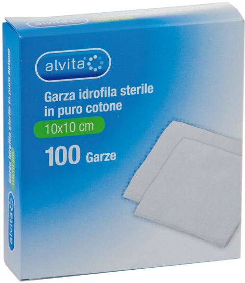 GARZA IDROFILA IN PURO COTONE ALVITA 10X10CM 100 PEZZI - Farmacia De Pasquale