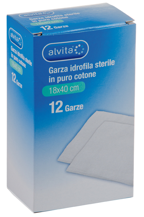 GARZA IDROFILA IN PURO COTONE ALVITA 18X40CM 12 PEZZI - Farmacia De Pasquale