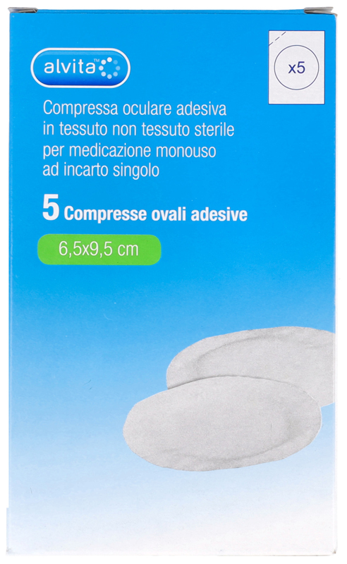 COMPRESSA OCULARE AUTOADESIVA ALVITA TNT OVALI 6,5X9,5CM 5 PEZZI - Farmacia De Pasquale