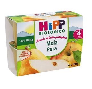 HIPP BIO FRUTTA GRATTUGGIATA MELA PERA 4X100 G - Farmacia De Pasquale