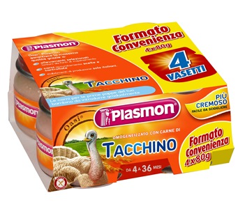 PLASMON OMOGENEIZZATO TACCHINO 4 X 80 G CON GIFT - Farmacia De Pasquale