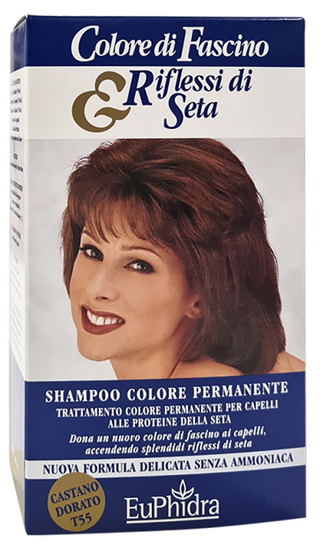 EUPHIDRA COLORE DI FASCINO & RIFLESSI DI SETA SHAMPOO COLORE PERMANENTE 55 CASTANO DORATO 120 ML - Farmacia De Pasquale