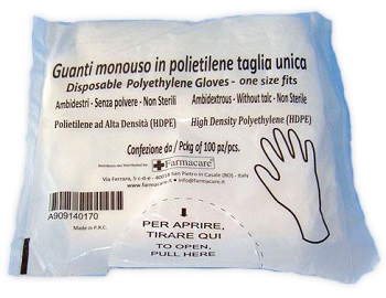 GUANTO MONOUSO IN PVC MISURA UNICA 100 PEZZI - Farmacia De Pasquale