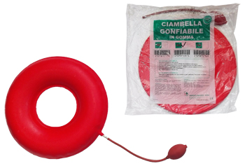 CIAMBELLA GONFIABILE PER INVALIDI IN GOMMA ROSSA TEAM DELUXE CON POMPA 43CM DIAMETRO - Farmacia De Pasquale