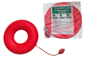 CIAMBELLA GONFIABILE PER INVALIDI IN GOMMA ROSSA TEAM DELUXE CON POMPA 45CM DIAMETRO - Farmacia De Pasquale
