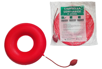 CIAMBELLA GONFIABILE PER INVALIDI IN GOMMA ROSSA TEAM DELUXE CON POMPA 40CM DIAMETRO - Farmacia De Pasquale