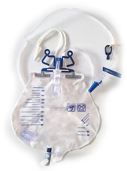 SACCA DRENAGGIO URINARIO A CIRCUITO CHIUSO CAPACITA' 2000ML CON CAMERA DI GOCCIOLAMENTO DOPPIO FILTRO ARIA FASCETTA CON PER FISSAGGIO AL LETTO STRIGITUBO E FERMATUBO AL LENZUOLO - Farmacia De Pasquale