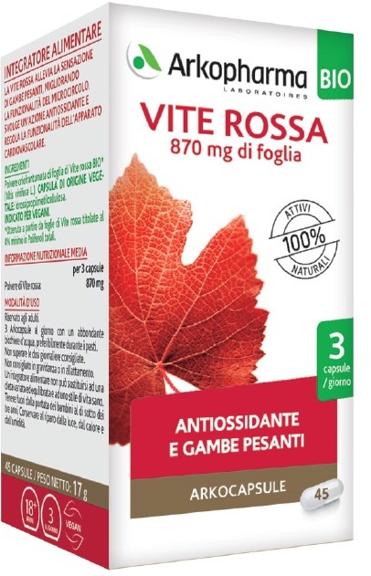 ARKO CAPSULE VITE ROSSA BIO 45 CAPSULE - Farmacia De Pasquale