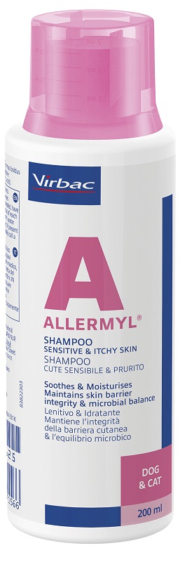 ALLERMYL SHAMPOO PER CUTE SENSIBILE E PRURITO CANE E GATTO 200 ML - Farmacia De Pasquale