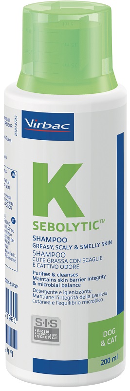 SEBOLYTIC SHAMPOO CUTE GRASSA CON SCAGLIE E CATTIVO ODORE CANE E GATTO 200 ML - Farmacia De Pasquale