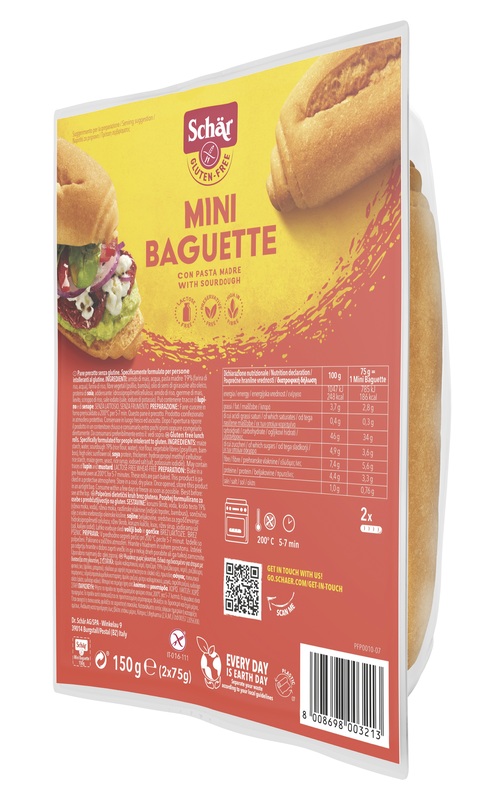 SCHAR MINI BAGUETTE SENZA LATTOSIO 2 X 75 G - Farmacia De Pasquale