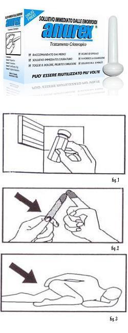 SISTEMA CRIOTERAPICO PER TRATTAMENTO LOCALE DI EMORROIDI COMPOSTO DA CONTENITORE, DISPOSITIVO E LUBRIFICANTE ANUREX - Farmacia De Pasquale
