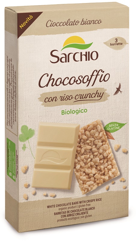 CHOCOSOFFIO BARRETTA CIOCCOLATO BIANCO CON RISO CROCCATE 3 PEZZI DA 25 G - Farmacia De Pasquale