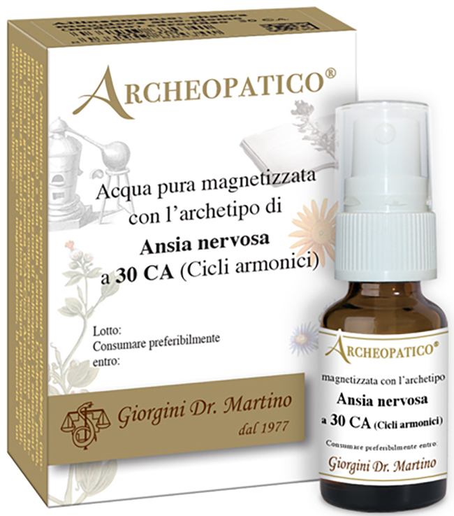 ARCHEOPATICO ACQUA PURA MAGNETIZZATA CON ARCHETIPO ANSIA NERVOSA A 30 CICLI ARMONICI 10 ML - Farmacia De Pasquale