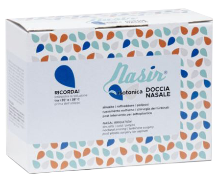 NASIR DOCCIA NASALE CON SOLUZIONE FISIOLOGICA ISOTONICA 10 SACCHE 250 ML + 1 BLISTER - Farmacia De Pasquale