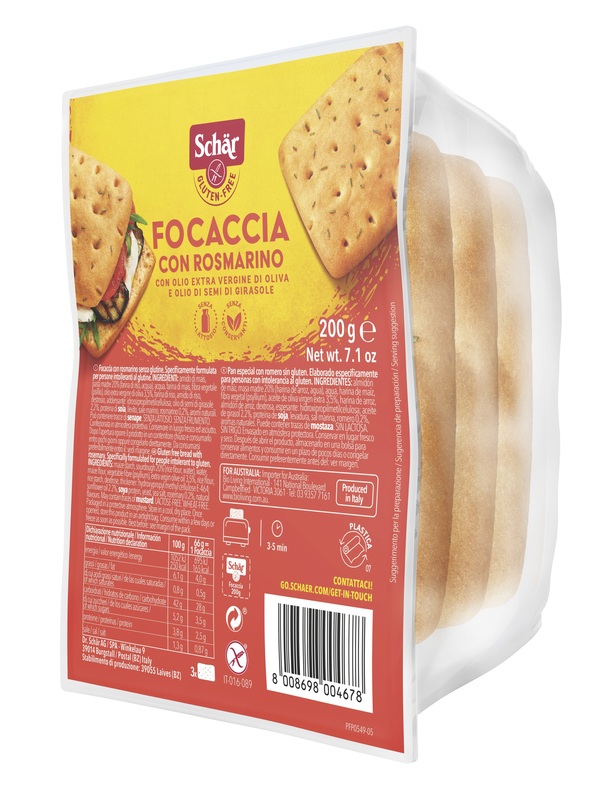 SCHAR FOCACCIA CON ROSMARINO SENZA LATTOSIO 200 G - Farmacia De Pasquale