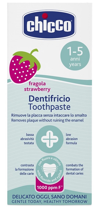CHICCO DENTIFRICIO FRAGOLA 50 ML 12M+ CON FLUORO - Farmacia De Pasquale
