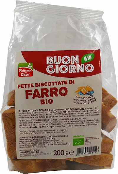 FSC FETTE BISCOTTATE DI FARRO SENZA LIEVITO DI BIRRA BIO CON OLIO EXTRAVERGINE DI OLIVA 200 G - Farmacia De Pasquale
