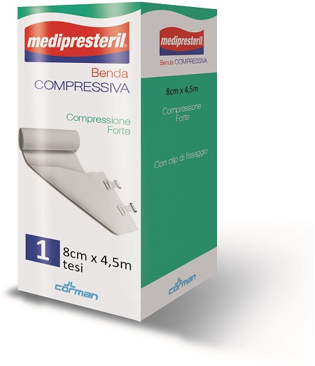 BENDA MEDIPRESTERIL COMPRESSIONE FORTE M4,5X8CM TESI - Farmacia De Pasquale