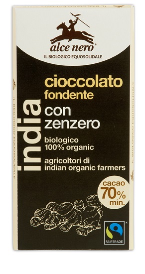 TAVOLETTA DI CIOCCOLATO FONDENTE BIO CON ZENZERO DELL'ECUADOR FAIRTRADE 50 G - Farmacia De Pasquale