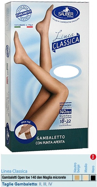 SAUBER GAMBALETTO OPEN TOE MAGLIA MICRORETE 140 DEN COLORE NEUTRO BEIGE TAGLIA 4 LINEA CLASSICA - Farmacia De Pasquale