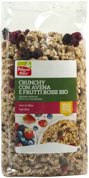 FSC CRUNCHY CON AVENA E FRUTTI ROSSI BIO AD ALTO CONTENUTO DI FIBRE CON OLIO DI GIRASOLE SENZA OLIO DI PALMA 375 G - Farmacia De Pasquale