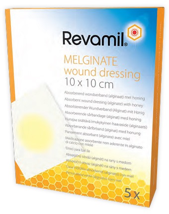 GARZA MEDICATA REVAMIL MELGINATE ALGINATO MIELE 10X10 CM 5 PEZZI - Farmacia De Pasquale