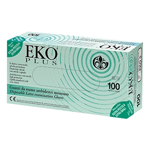 GUANTO IN LATTICE SUPERFICIE LISCIA TALCATO 100 PEZZI ARTICOLO EKO 7 - Farmacia De Pasquale