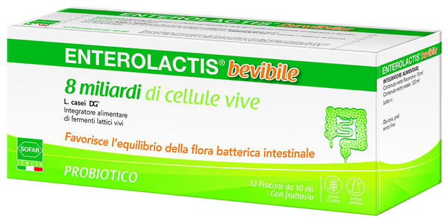 ENTEROLACTIS BEVIBILE 12 FLACONCINI DA 10 ML SOFAR - Farmacia De Pasquale