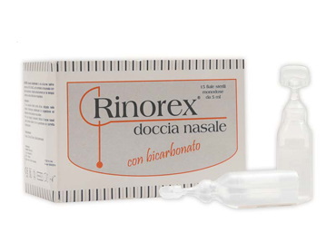 FIALA PER DOCCIA NASALE RINOREX BICARBONATO 15 FIALE 5 ML - Farmacia De Pasquale